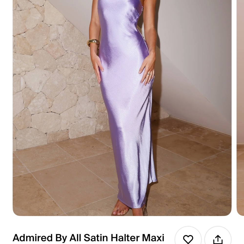Satin Halter Maxi Dress in Lavender